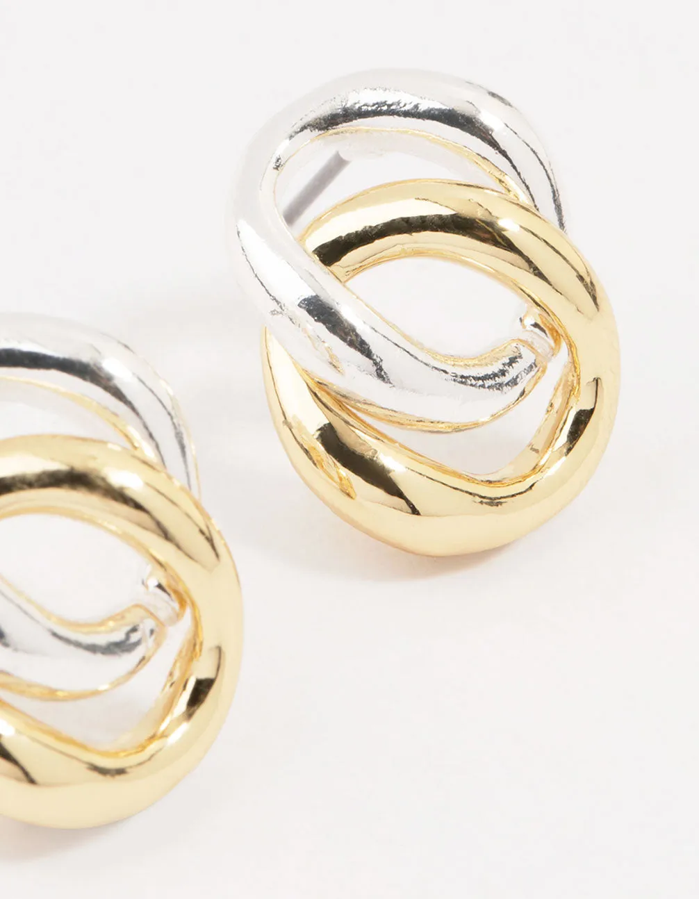 Mixed Metals Circle Stud Earrings