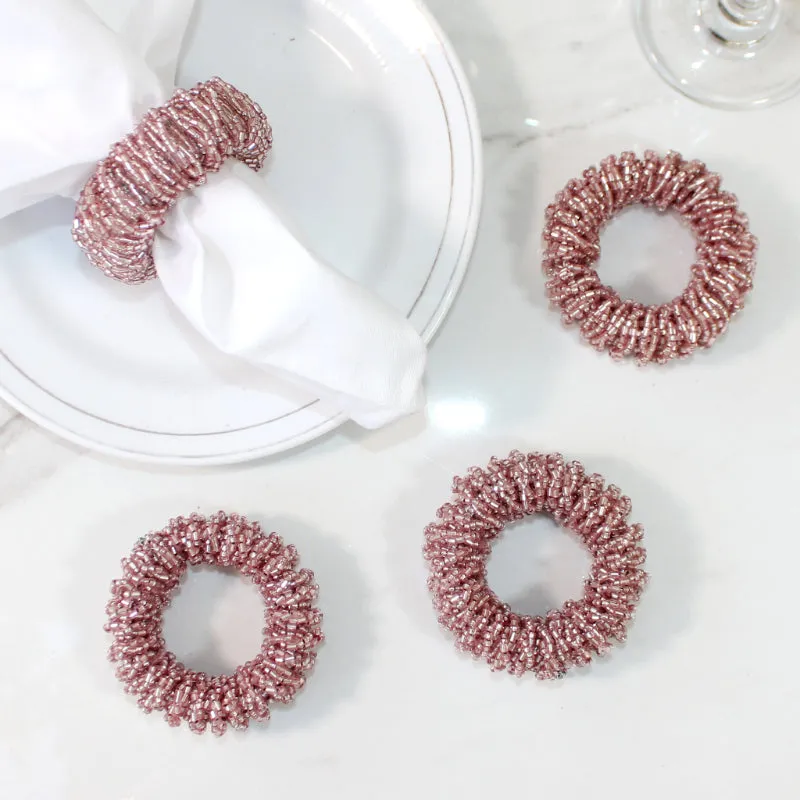 Modern Beaded Napkin Rings for Contemporary Charm | Set of 6