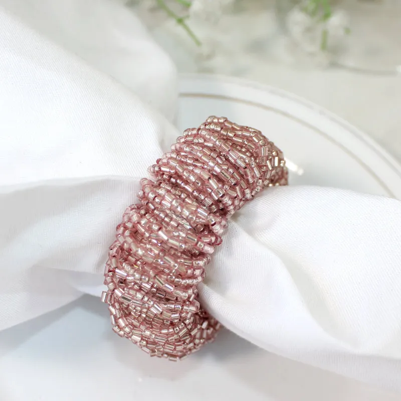 Modern Beaded Napkin Rings for Contemporary Charm | Set of 6