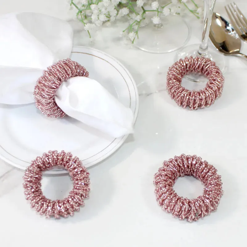 Modern Beaded Napkin Rings for Contemporary Charm | Set of 6