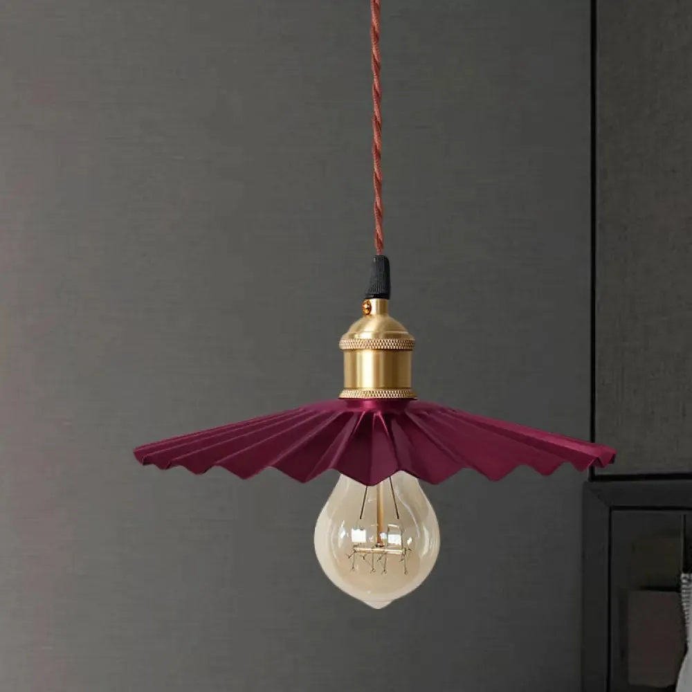 Modern Black/Red Metallic Scalloped Hanging Ceiling Light - Stylish Head Pendant for Bedside