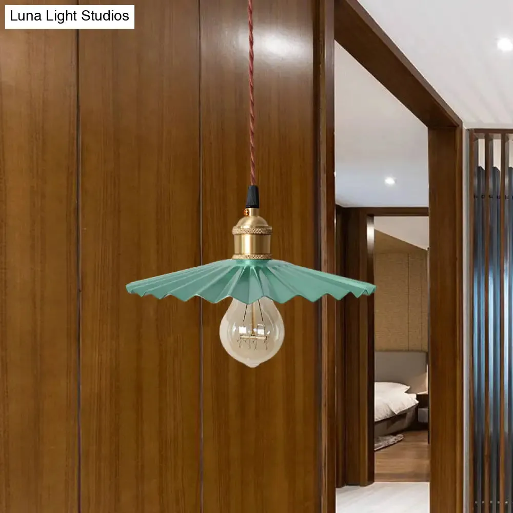 Modern Black/Red Metallic Scalloped Hanging Ceiling Light - Stylish Head Pendant for Bedside