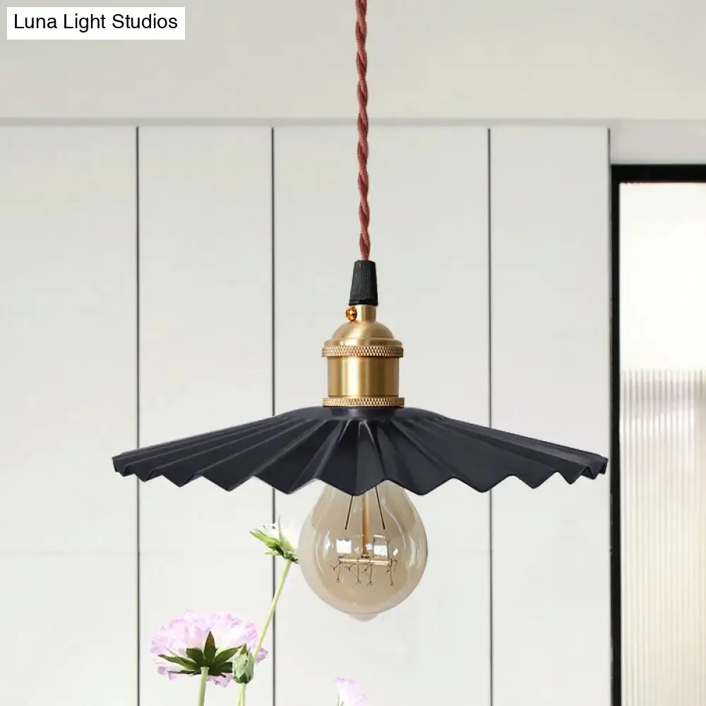 Modern Black/Red Metallic Scalloped Hanging Ceiling Light - Stylish Head Pendant for Bedside