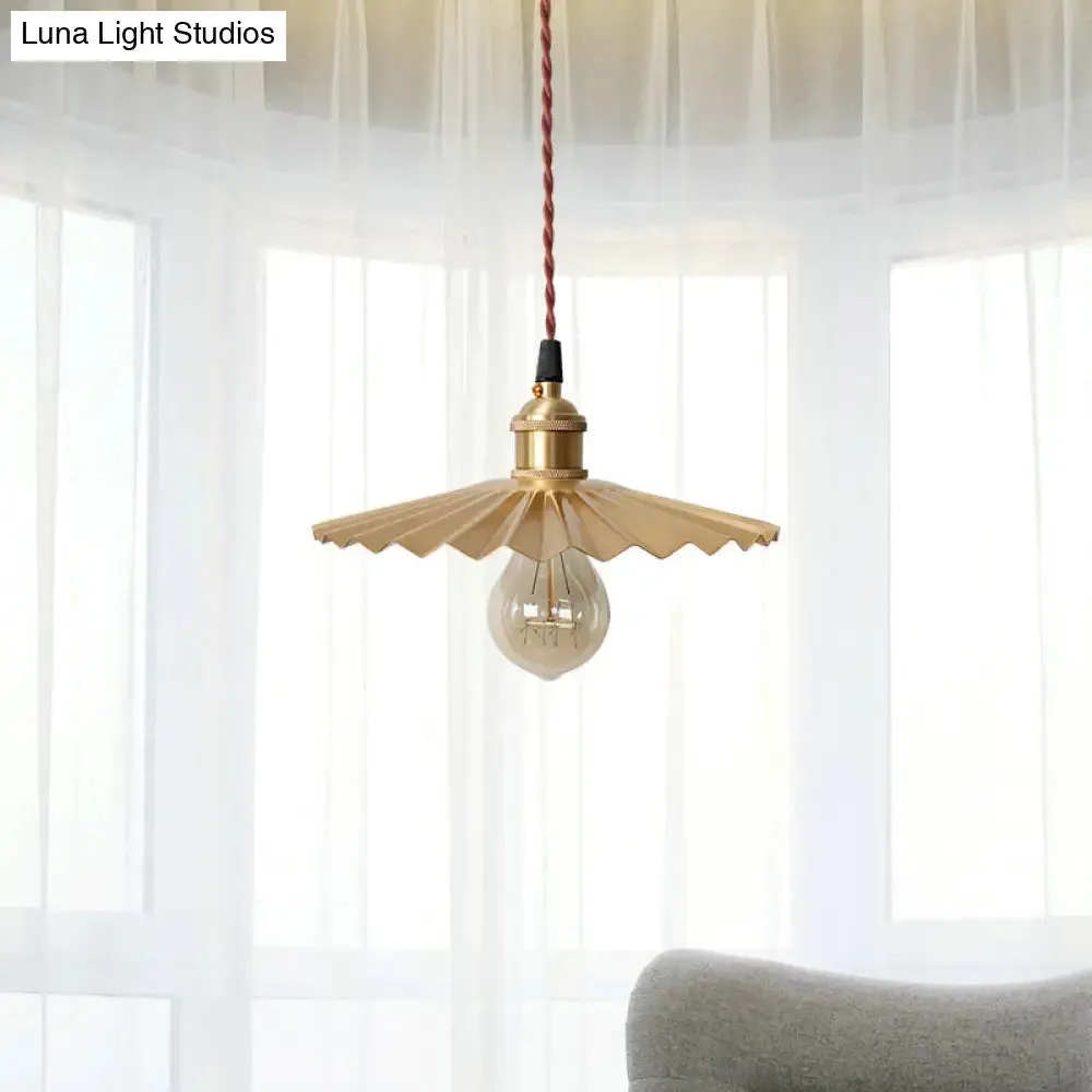 Modern Black/Red Metallic Scalloped Hanging Ceiling Light - Stylish Head Pendant for Bedside