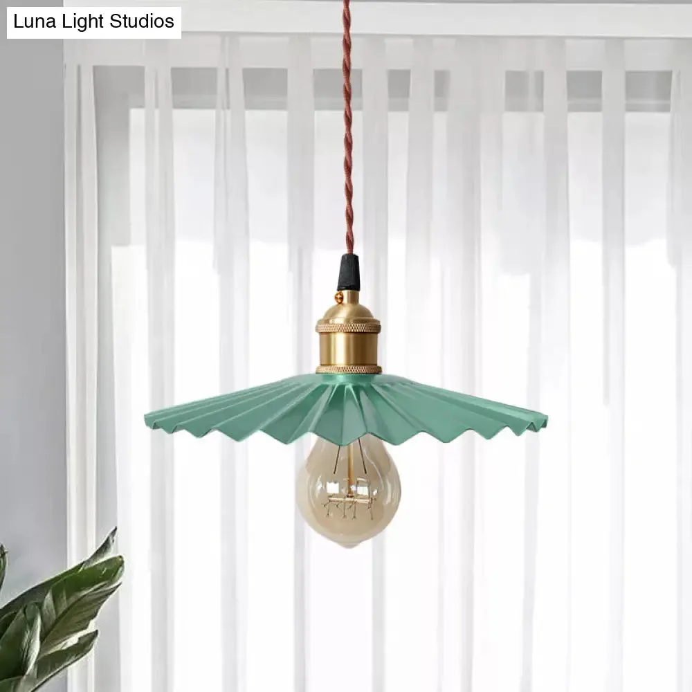 Modern Black/Red Metallic Scalloped Hanging Ceiling Light - Stylish Head Pendant for Bedside