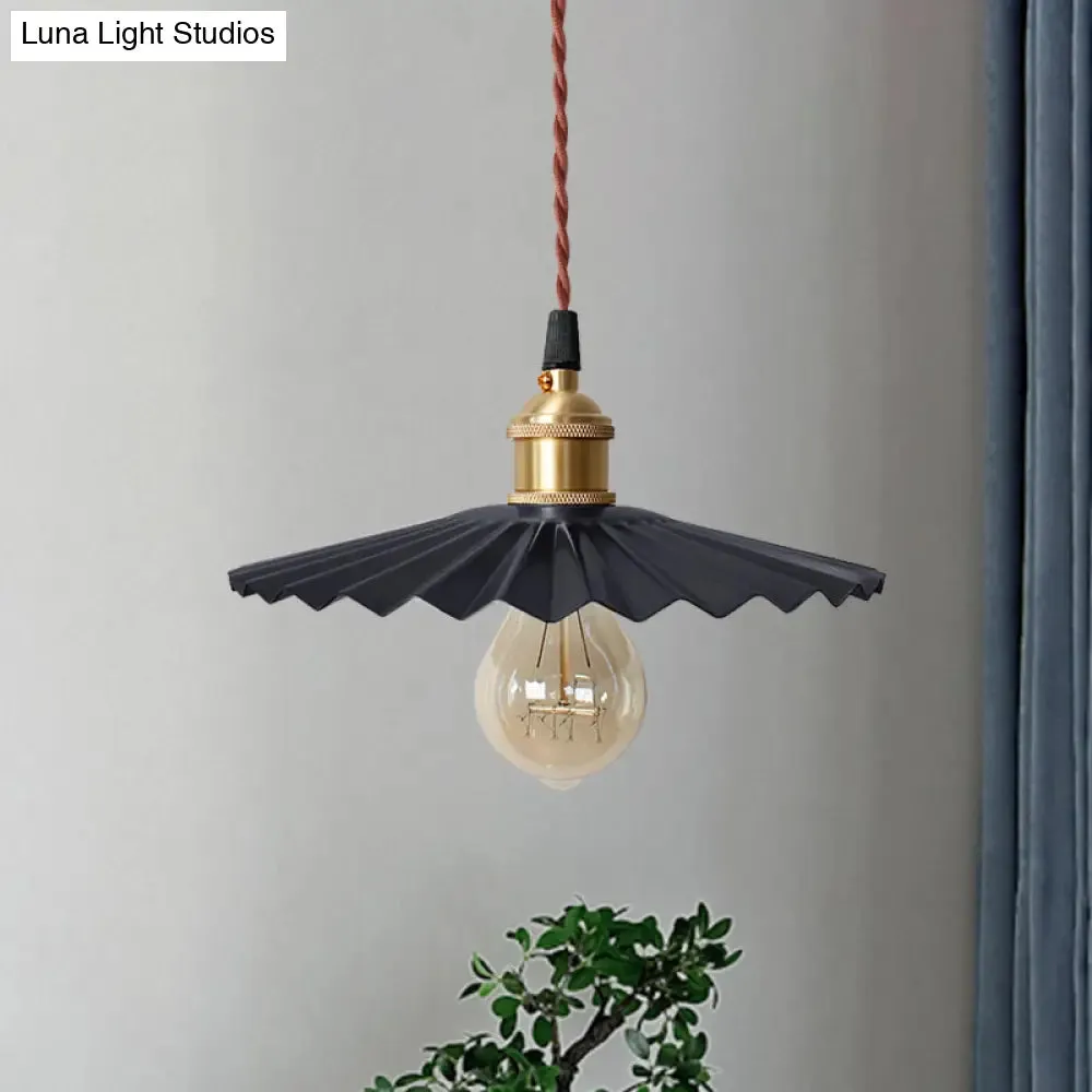 Modern Black/Red Metallic Scalloped Hanging Ceiling Light - Stylish Head Pendant for Bedside