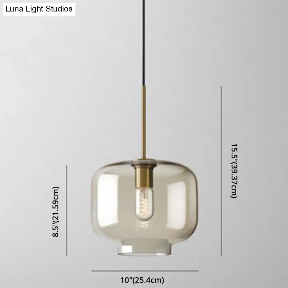 Modern Minimalist Cognac Glass Pendant Light - Stylish 1-Light Lighting for Dining Room Table