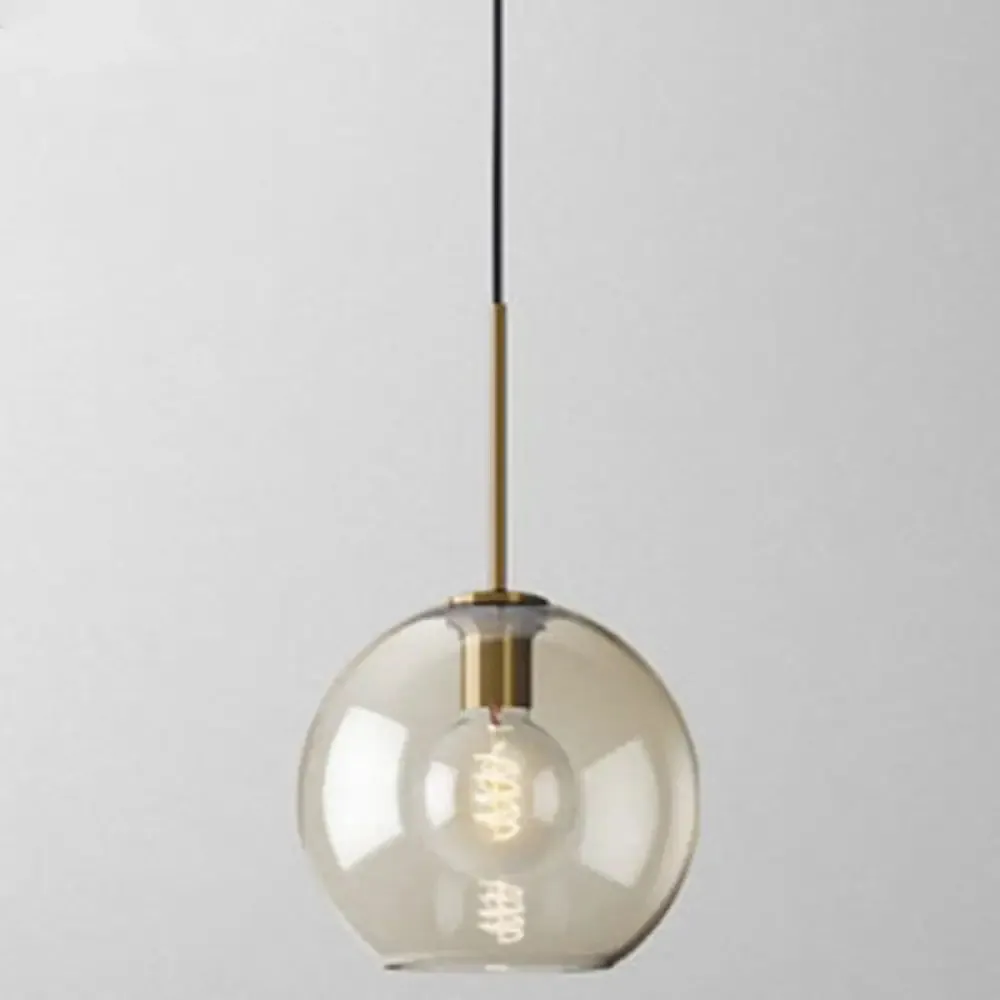 Modern Minimalist Cognac Glass Pendant Light - Stylish 1-Light Lighting for Dining Room Table