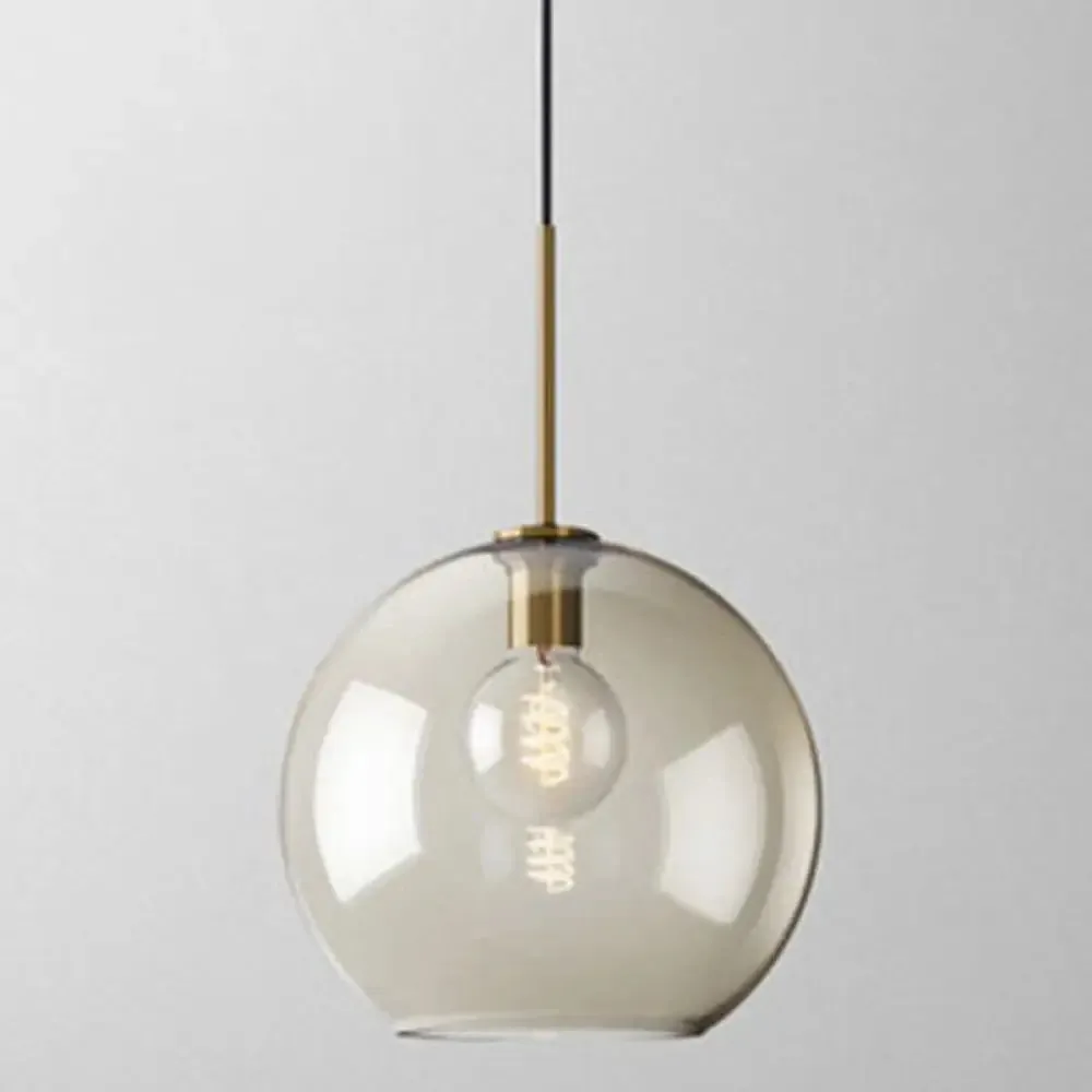 Modern Minimalist Cognac Glass Pendant Light - Stylish 1-Light Lighting for Dining Room Table