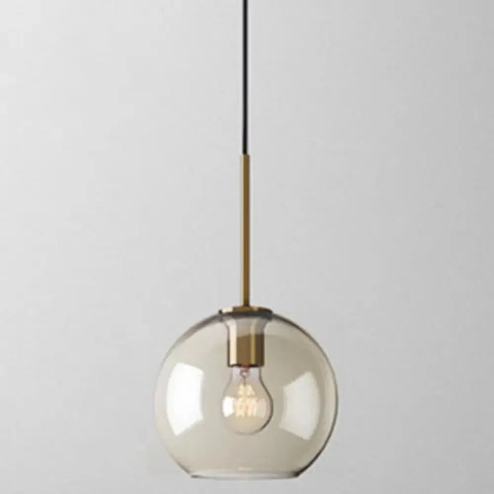 Modern Minimalist Cognac Glass Pendant Light - Stylish 1-Light Lighting for Dining Room Table