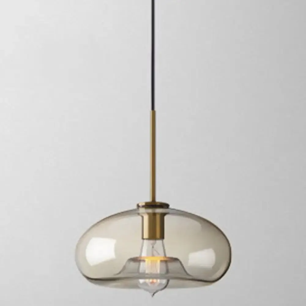 Modern Minimalist Cognac Glass Pendant Light - Stylish 1-Light Lighting for Dining Room Table