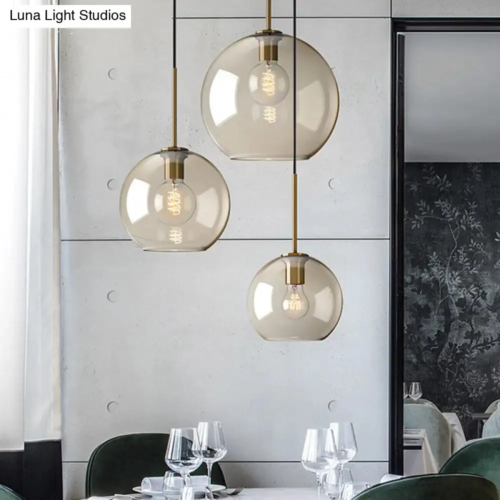 Modern Minimalist Cognac Glass Pendant Light - Stylish 1-Light Lighting for Dining Room Table