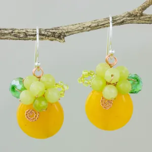 Moonlight Garden in Orange Quartz Silver Earrings