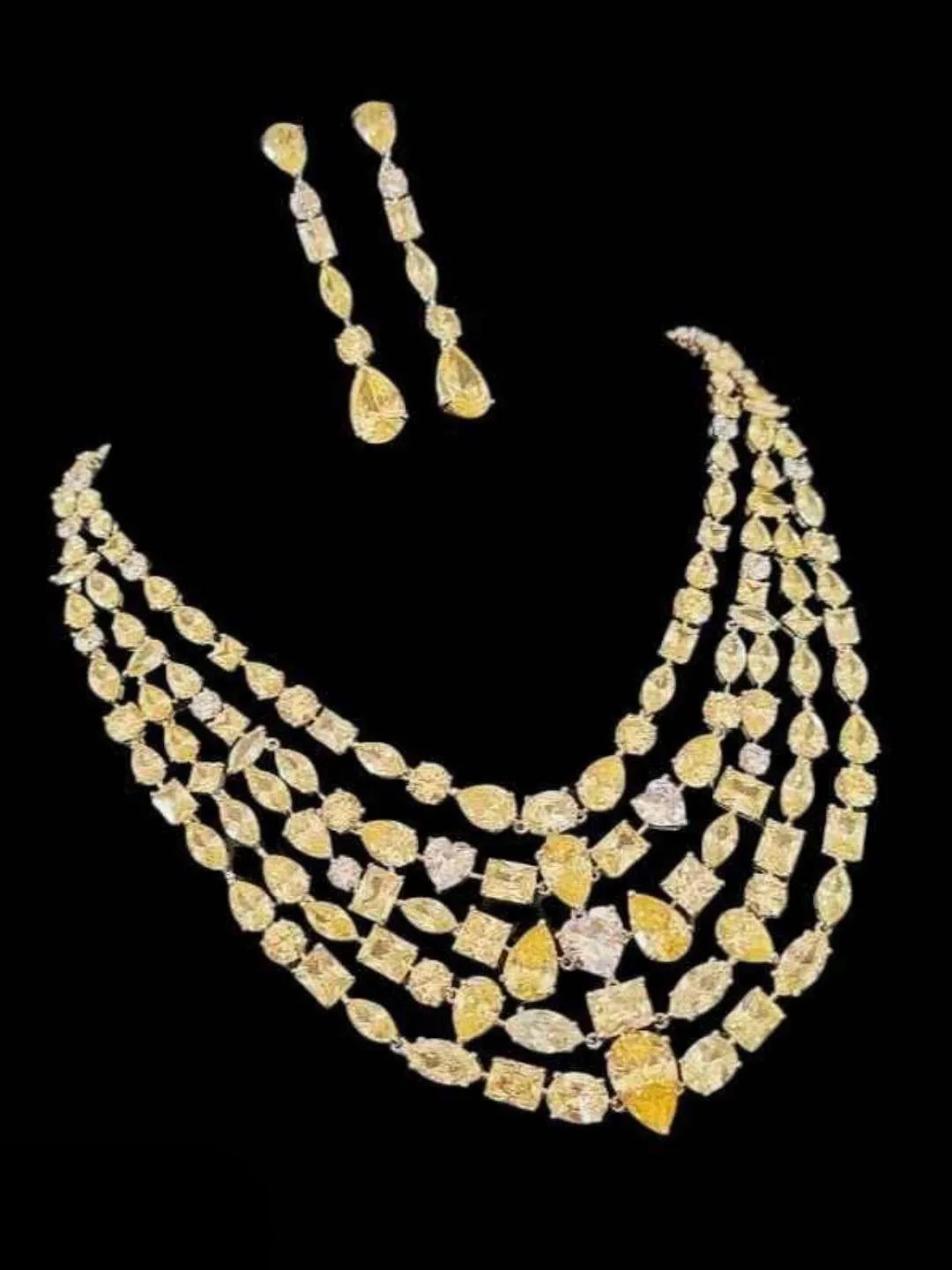 Multilayered Zirconia Necklace Set