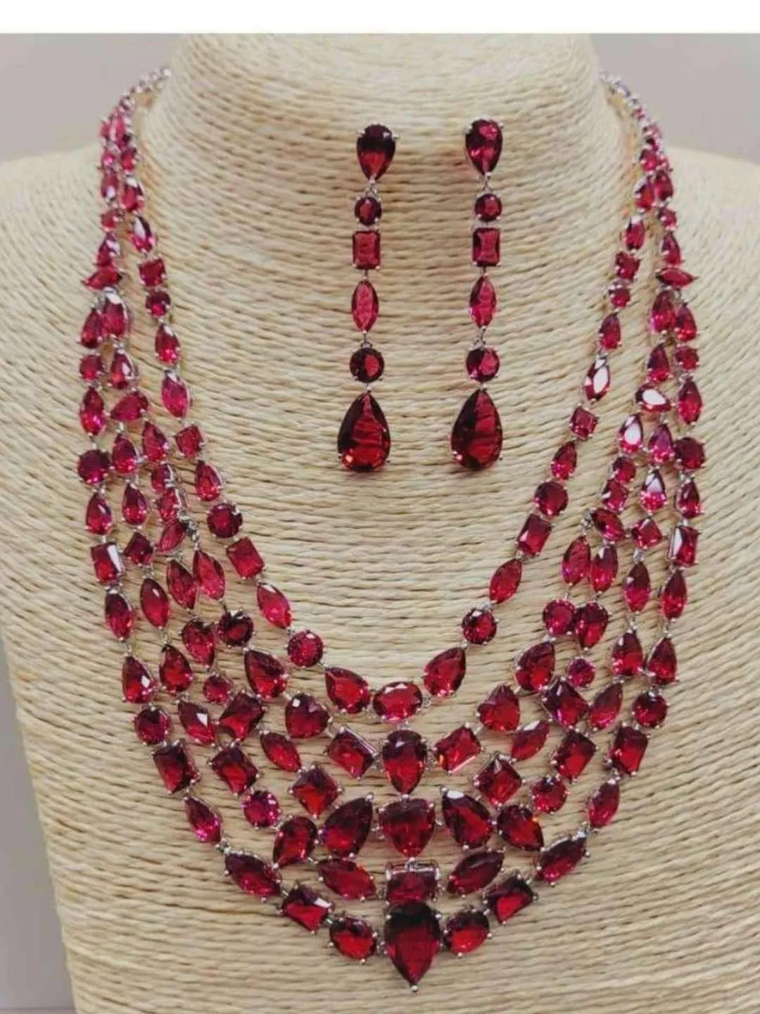 Multilayered Zirconia Necklace Set