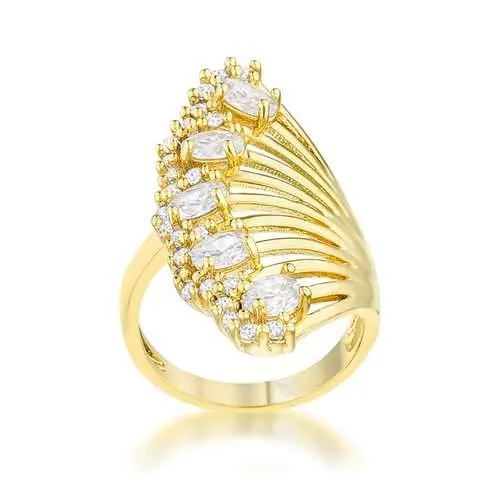 Natalie 2.15ct CZ 14k Gold Contemporary Cocktail Ring