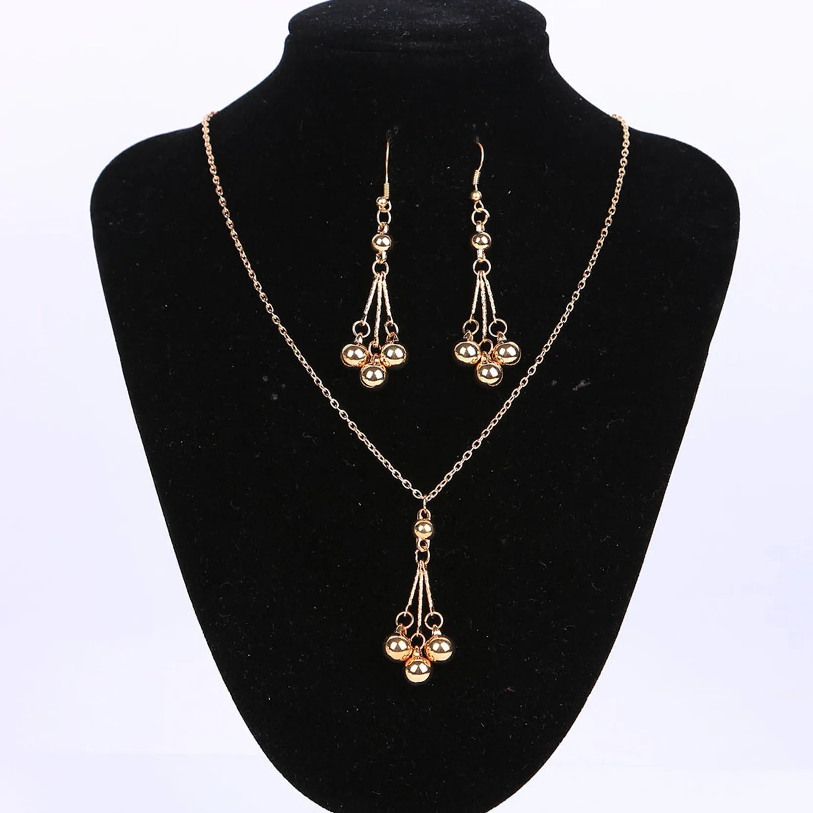 New Fashion Elegant Beaded Pendant Necklace and Drop Earrings Wedding Jewelry Sets for Women Fine Jewelry