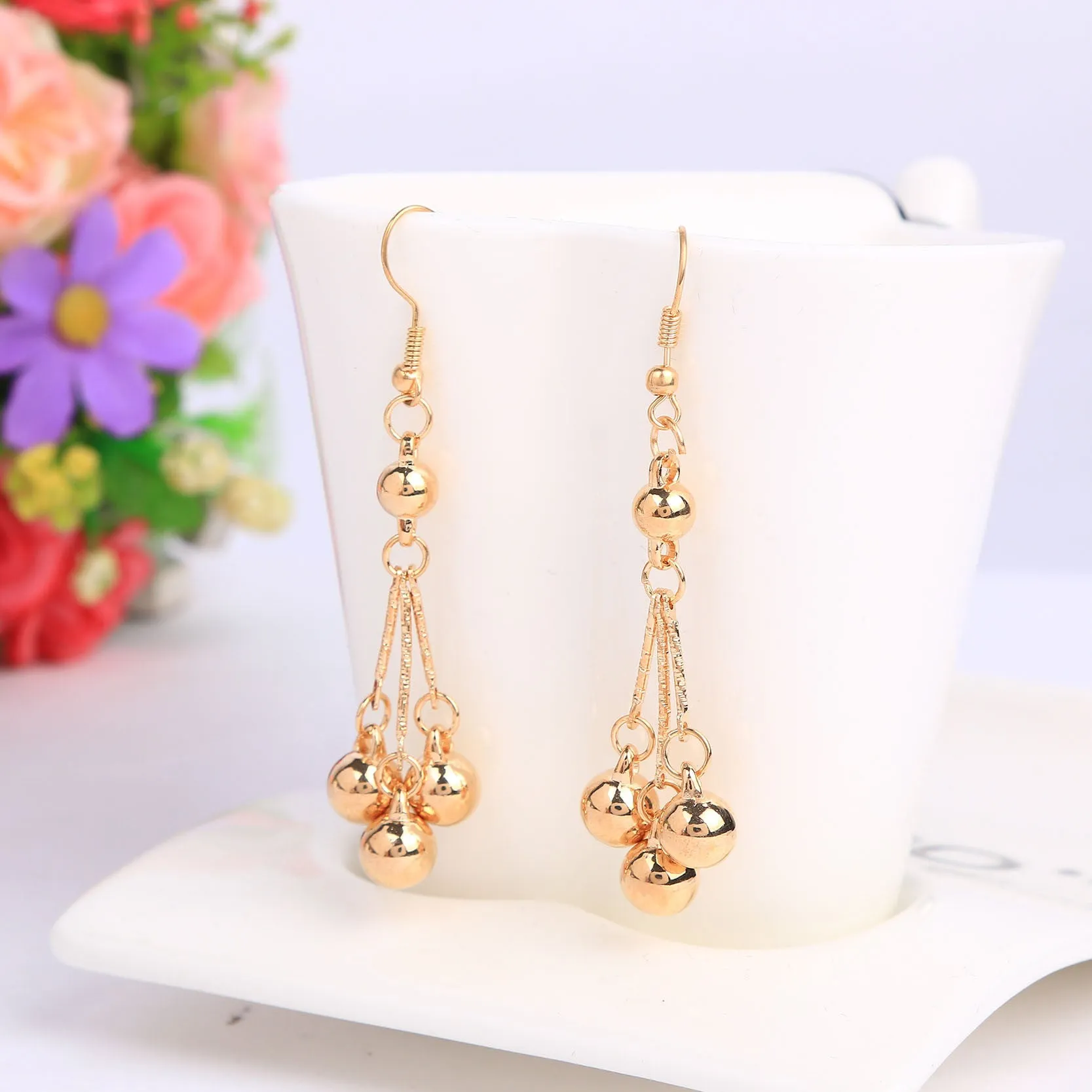 New Fashion Elegant Beaded Pendant Necklace and Drop Earrings Wedding Jewelry Sets for Women Fine Jewelry