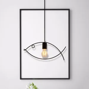 Nordic Style Single Head Black Fish-Shaped Pendant Ceiling Light - Dining Room Suspension Lamp