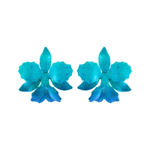 Ocean Laelia Orchid Studs