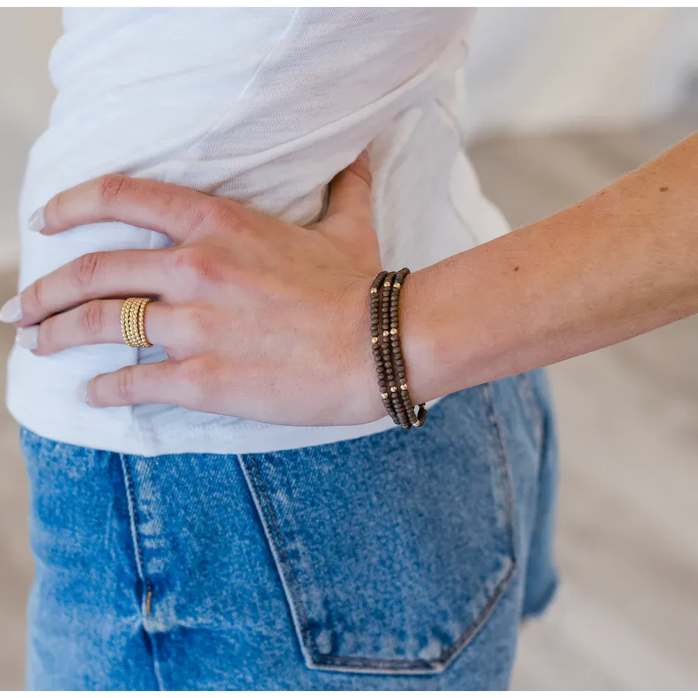 OG Classic Bracelet Stack in Matte Brown   Gold Filled