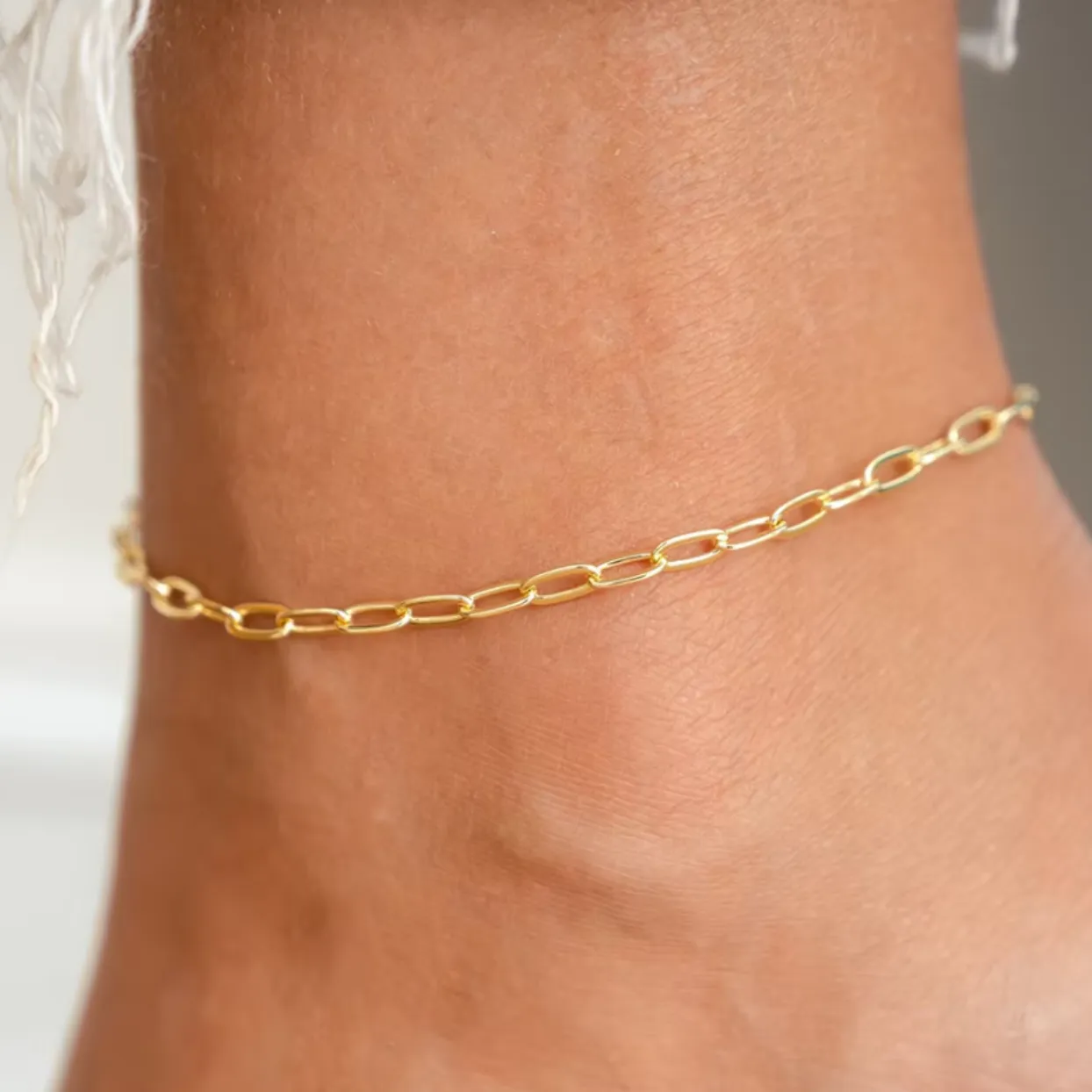 PAPERCLIP SILVER OR GOLD - WATERPROOF BEACH BOHO ANKLET