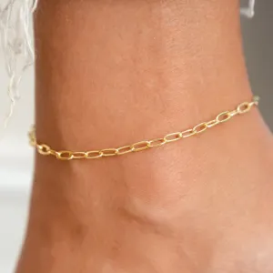 PAPERCLIP SILVER OR GOLD - WATERPROOF BEACH BOHO ANKLET