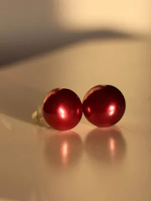 Pearl Statement Studs Claret