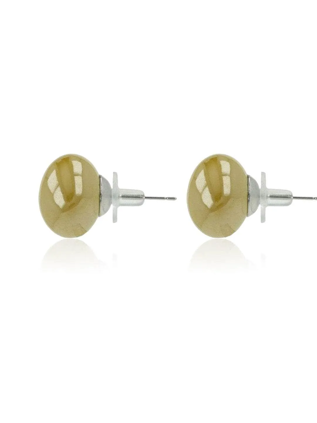 Pearl Statement Studs Mustard Yellow