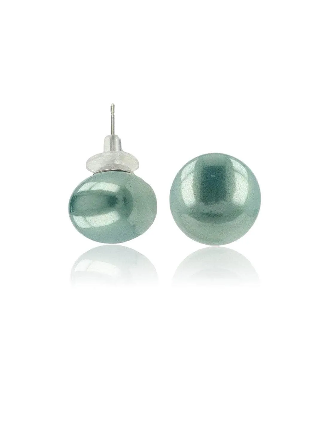 Pearl Statement Studs Turquoise Blue