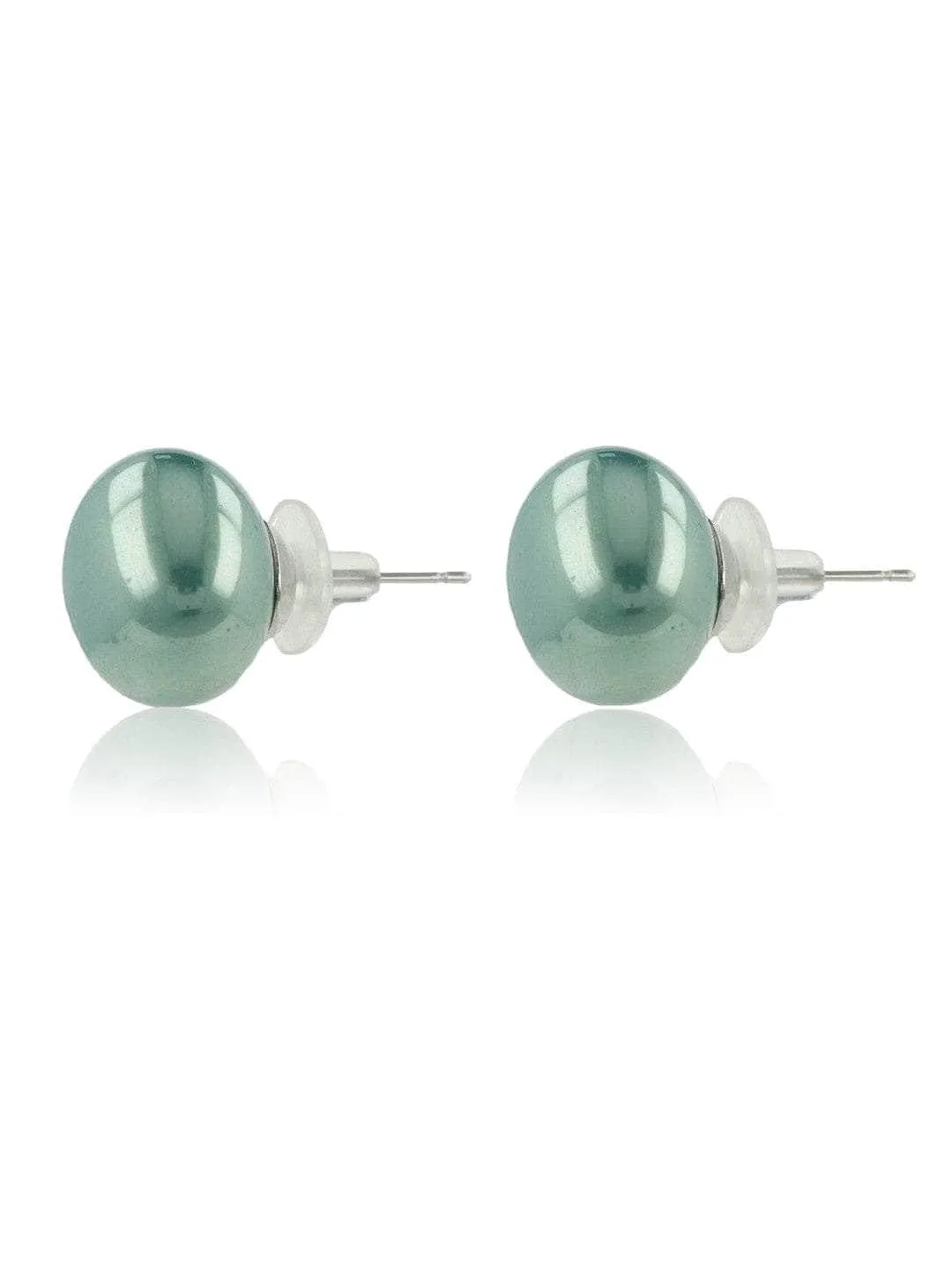 Pearl Statement Studs Turquoise Blue