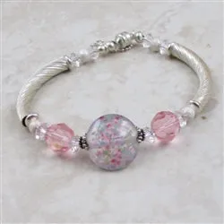 Pink Handmade Artisan & Silver  Bangle Bracelet