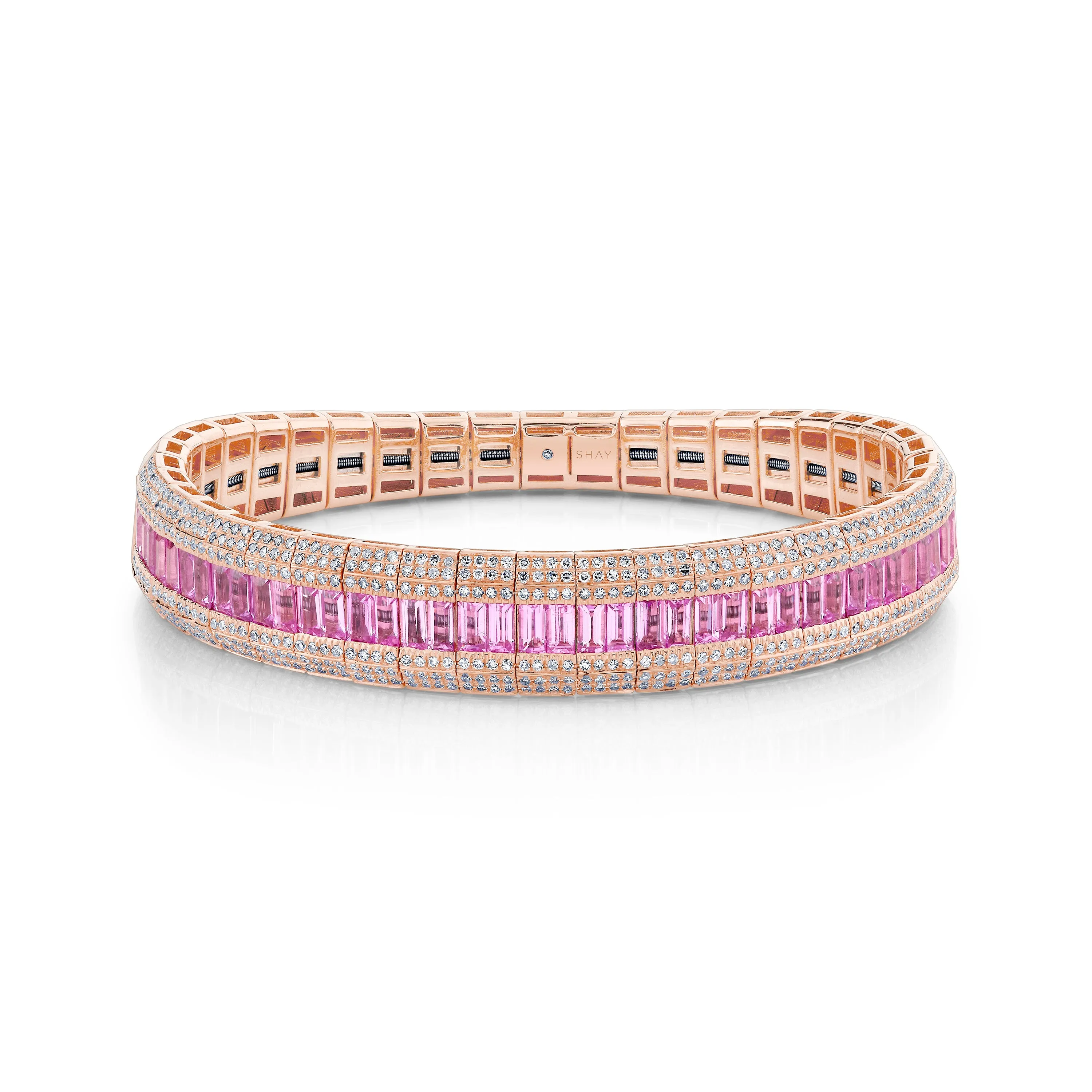 PINK SAPPHIRE & DIAMOND SCALES STRETCH BRACELET