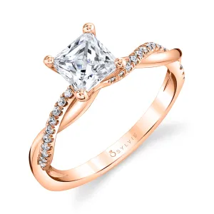 Princess Cut Diamond Spiral Engagement Ring - Yasmine 18k Gold Rose