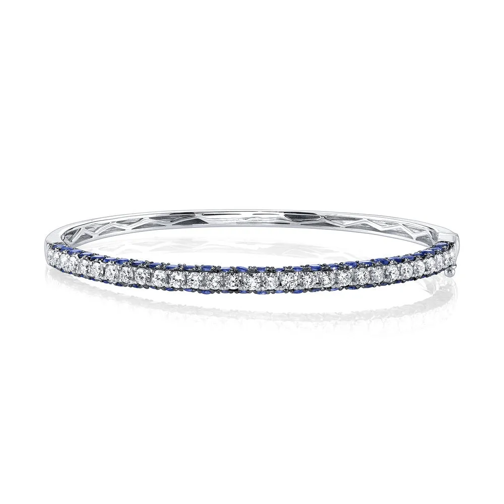 READY TO SHIP DIAMOND & SAPPHIRE 3 SIDED BANGLE, 1/2