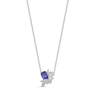 Regal Collection® Cushion Cut Tanzanite and Diamond Necklace | White Gold