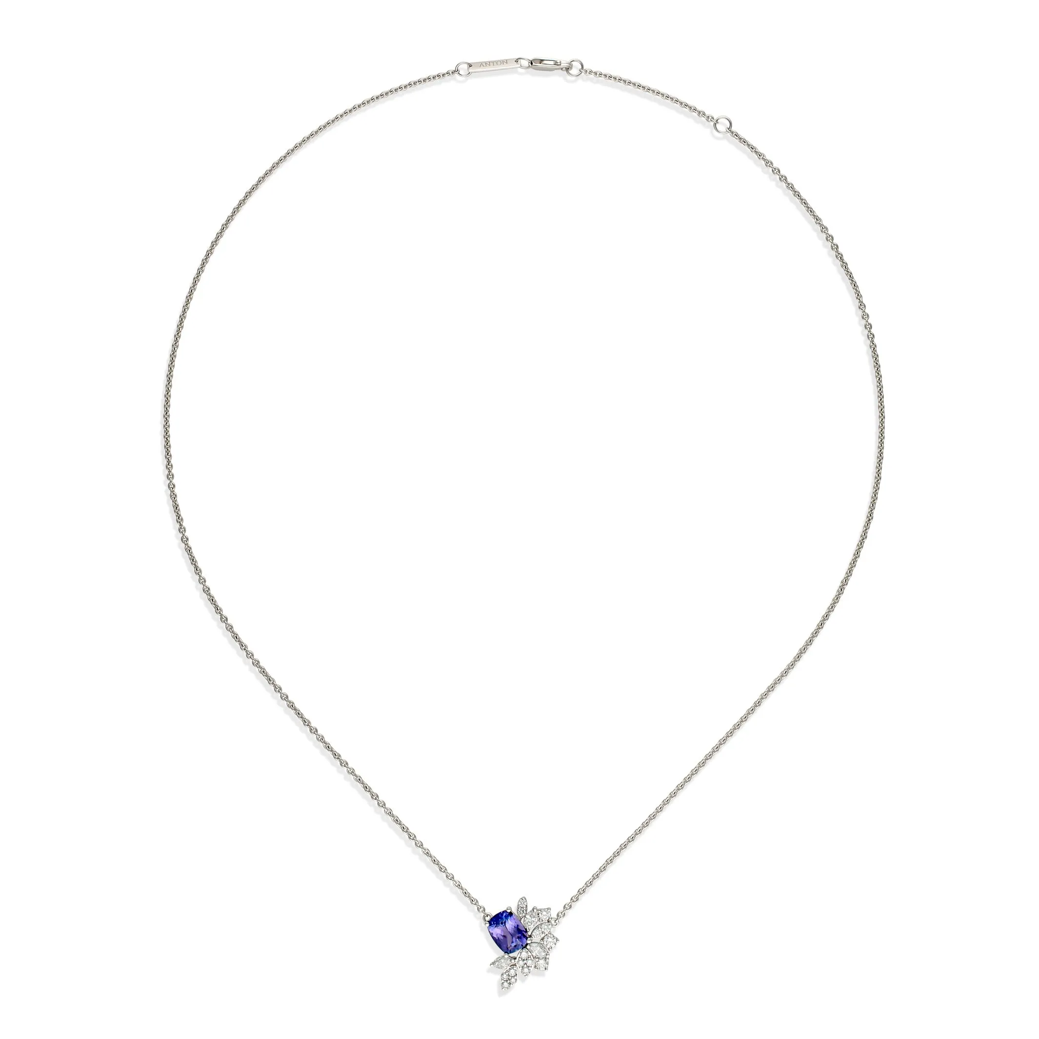 Regal Collection® Cushion Cut Tanzanite and Diamond Necklace | White Gold