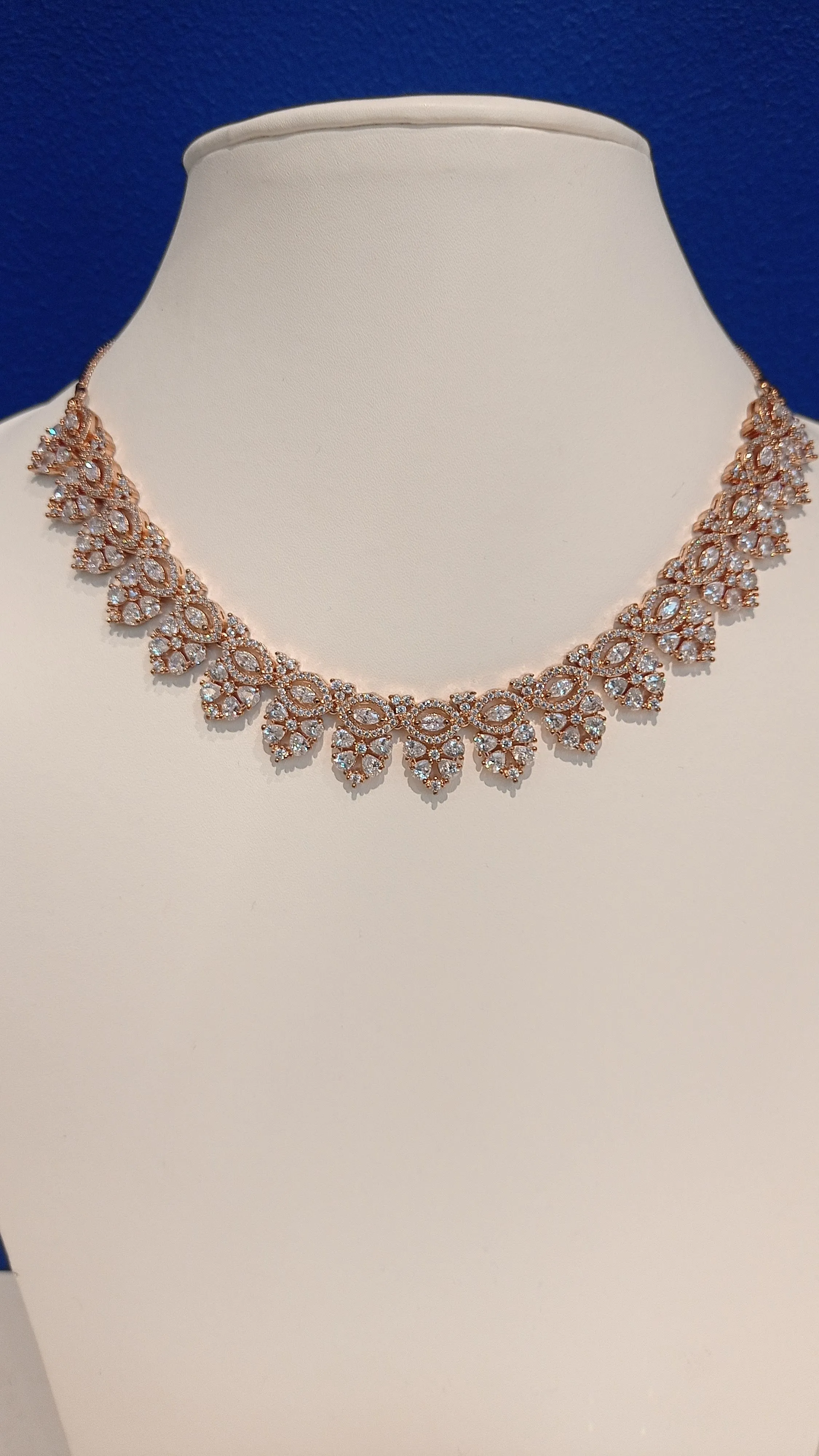 Roshni Starlight Rose Gold Necklace and Earrings Set