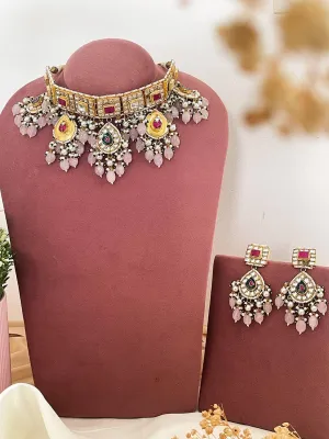 Ruby Studded Pachi Kundan Drop Necklace