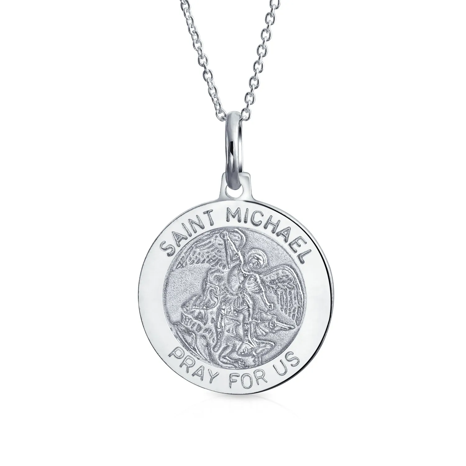 Saint Michael Military Police Security Medal Sterling Silver Pendant Necklace