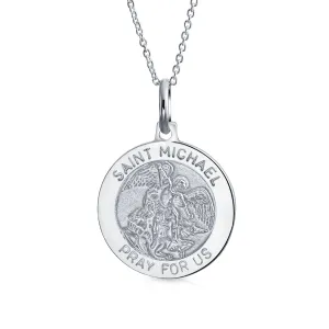 Saint Michael Military Police Security Medal Sterling Silver Pendant Necklace