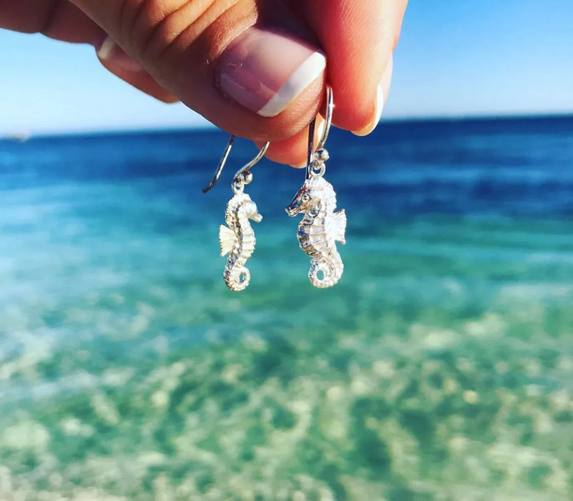 Seahorse Silver Hook Earrings