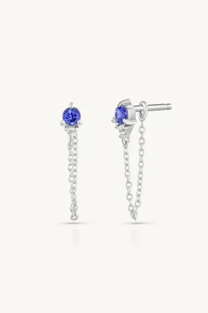 September Sapphire Birthstone Silver Stud