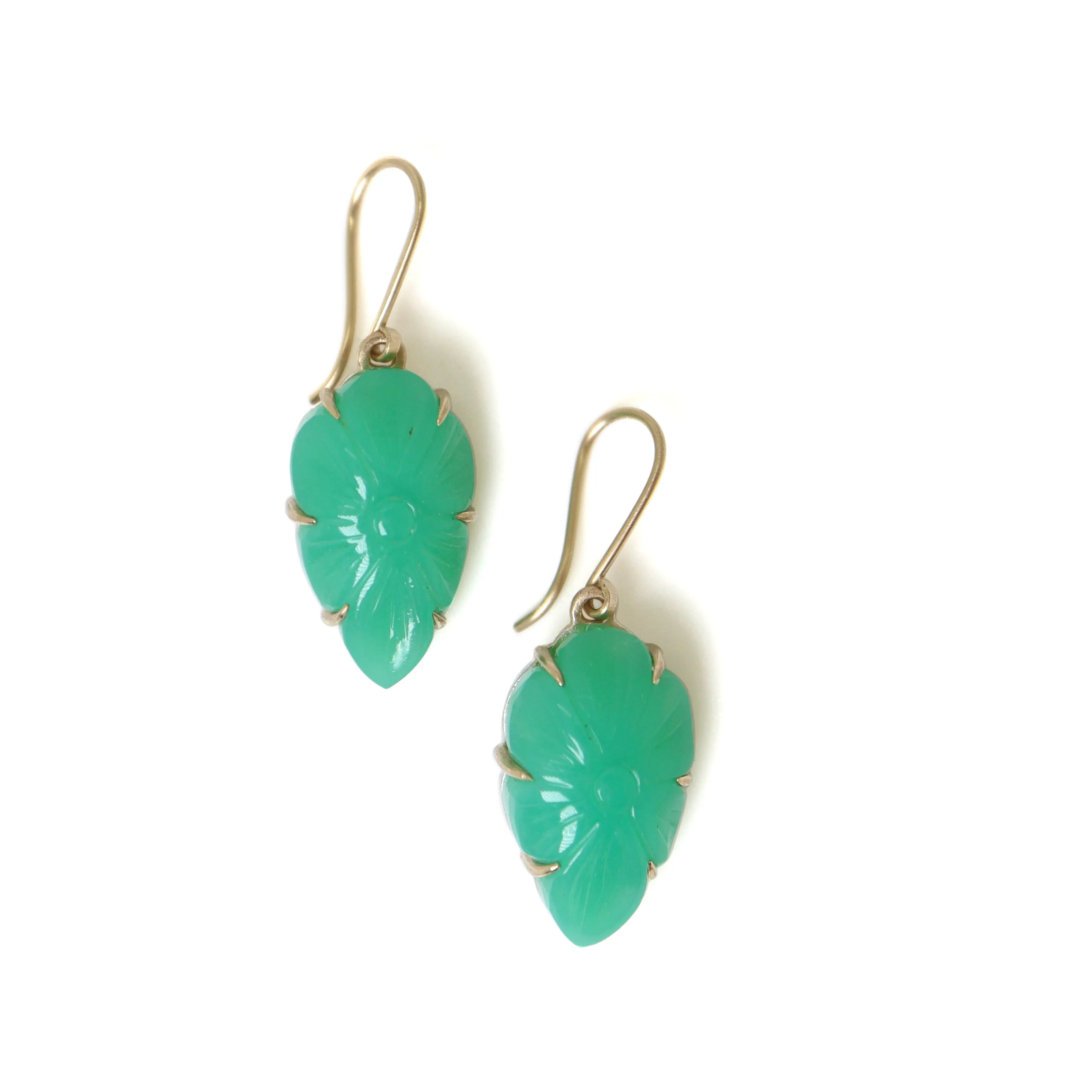 Shields of Terra Carved Chrysoprase Vanity Earrings