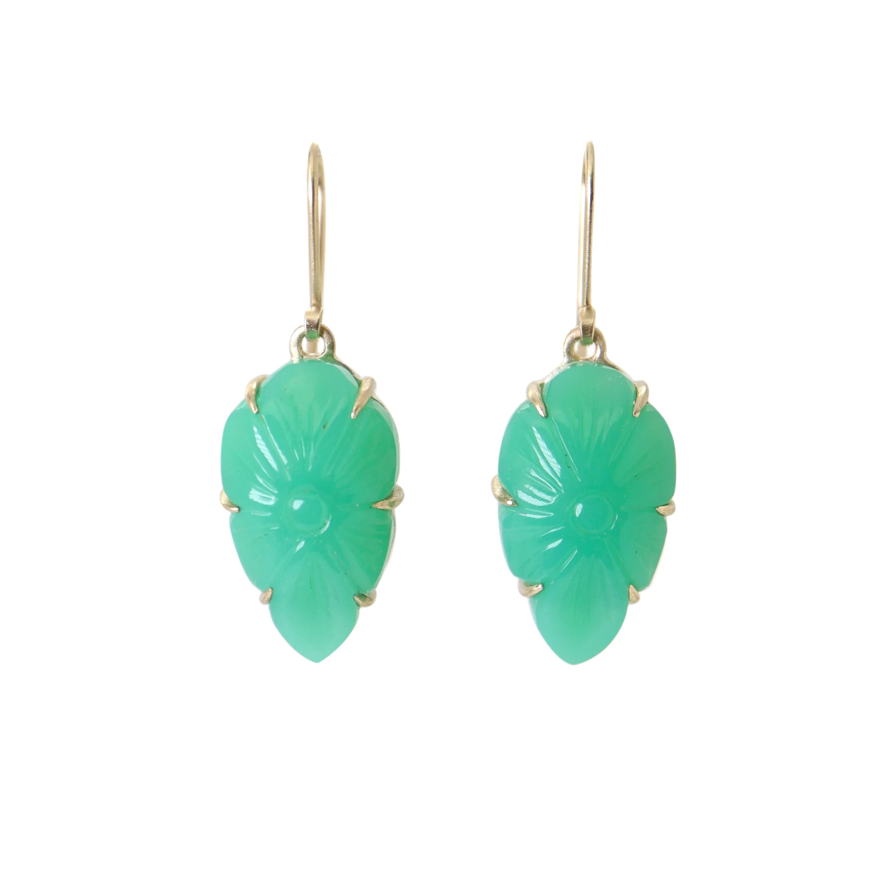 Shields of Terra Carved Chrysoprase Vanity Earrings