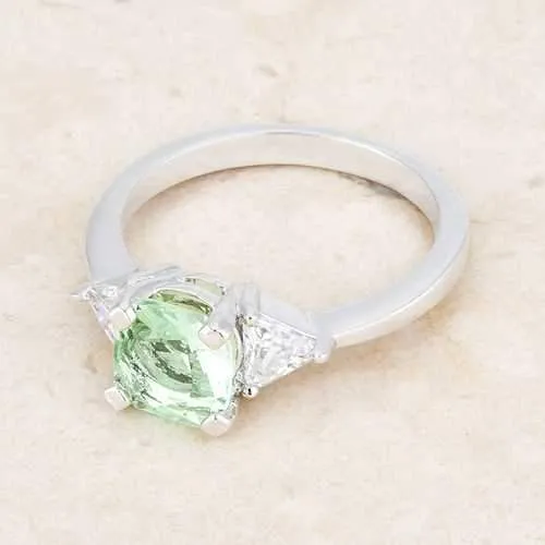 Shonda 1.8ct Peridot CZ Rhodium Cushion Classic Statement Ring