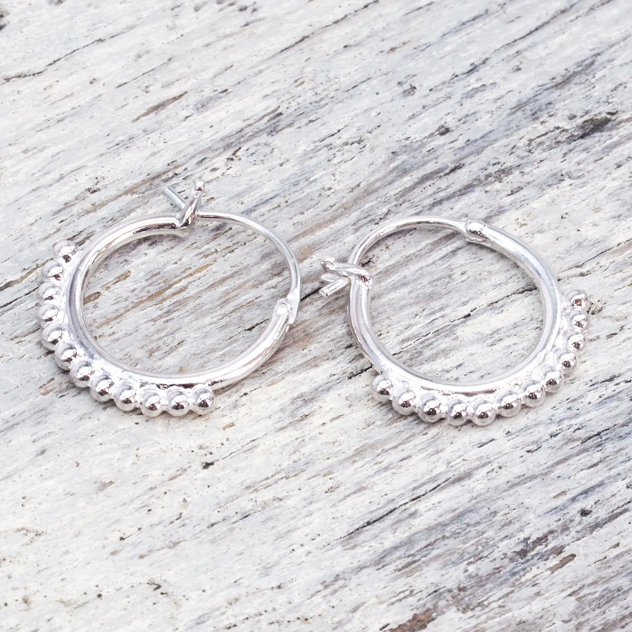 Silver Half Beaded Earrings