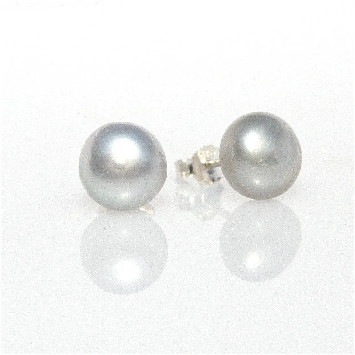 Silver Pearl Studs 10mm