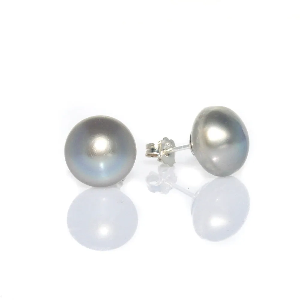 Silver Pearl Studs 12mm