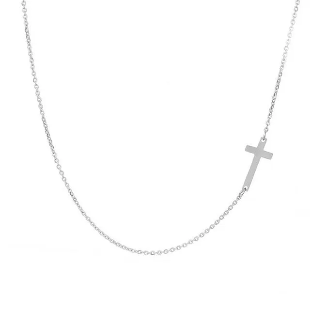 Simple Silver and Gold Color Cross Choker Necklace for Women Bohemian Stainless Steel Short Chain Necklace Summer Jewelry Collar